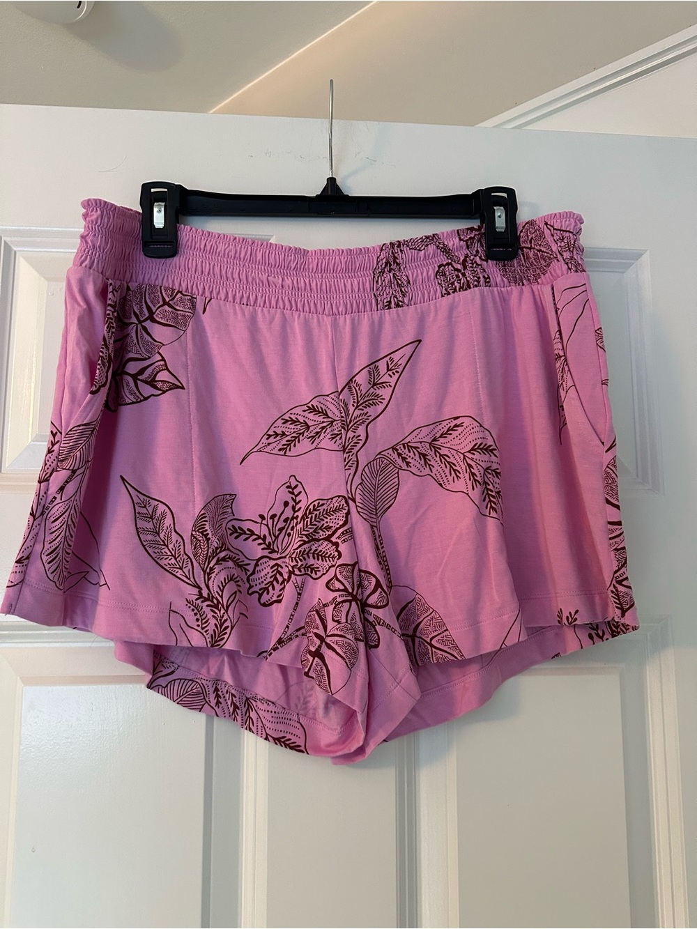 Soma Cool Nights Pink Elastic Waist Sleep Shorts with Lace Trim